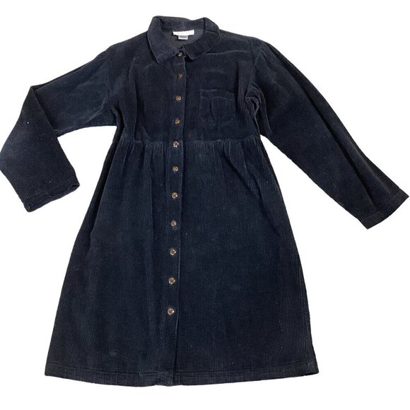 J. Jill Wide Wale Black Corduroy Button Up Shirt Dress S 302F - Picture 1 of 7